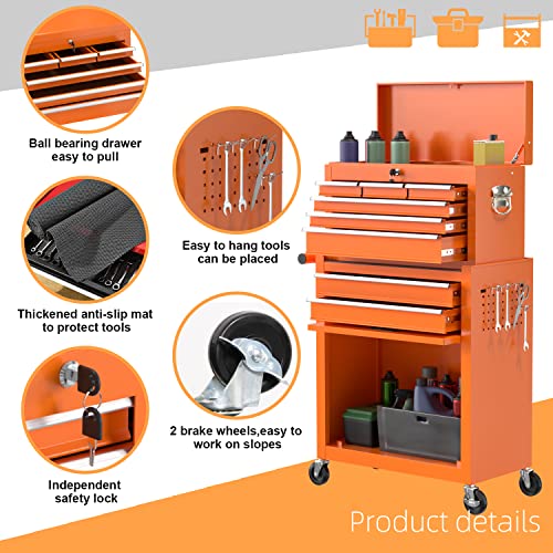 8-Drawer High Capacity Rolling Tool Chest, Removable Cabinet Storage Tool Box with Wheels and Drawers