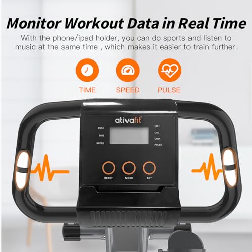 ATIVAFIT Exercise Bike Foldable Fitness Indoor Cycling Bike Magnetic 3 in 1 Upright Recumbent Exercise Bike with Resistance Bands for Home Workout