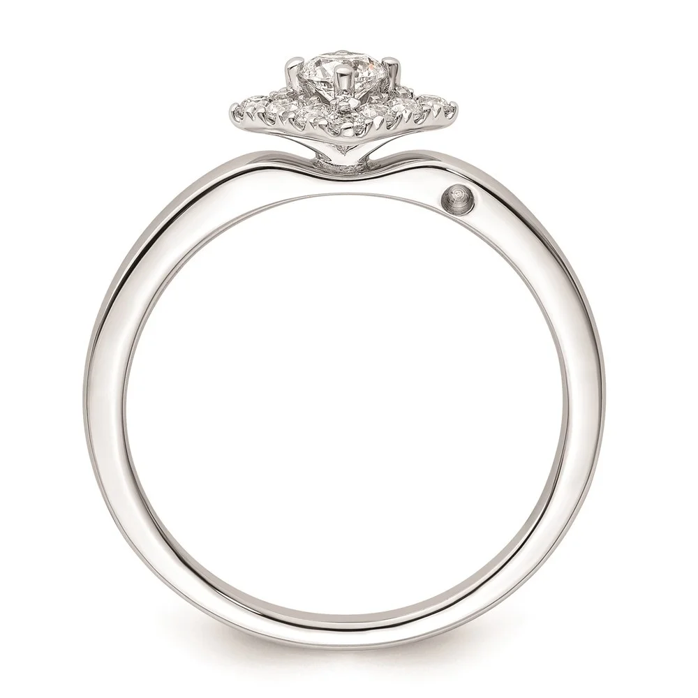 Auriga 14k White Gold Diamond Round Halo Complete Engagement Ring for Women Size- 7