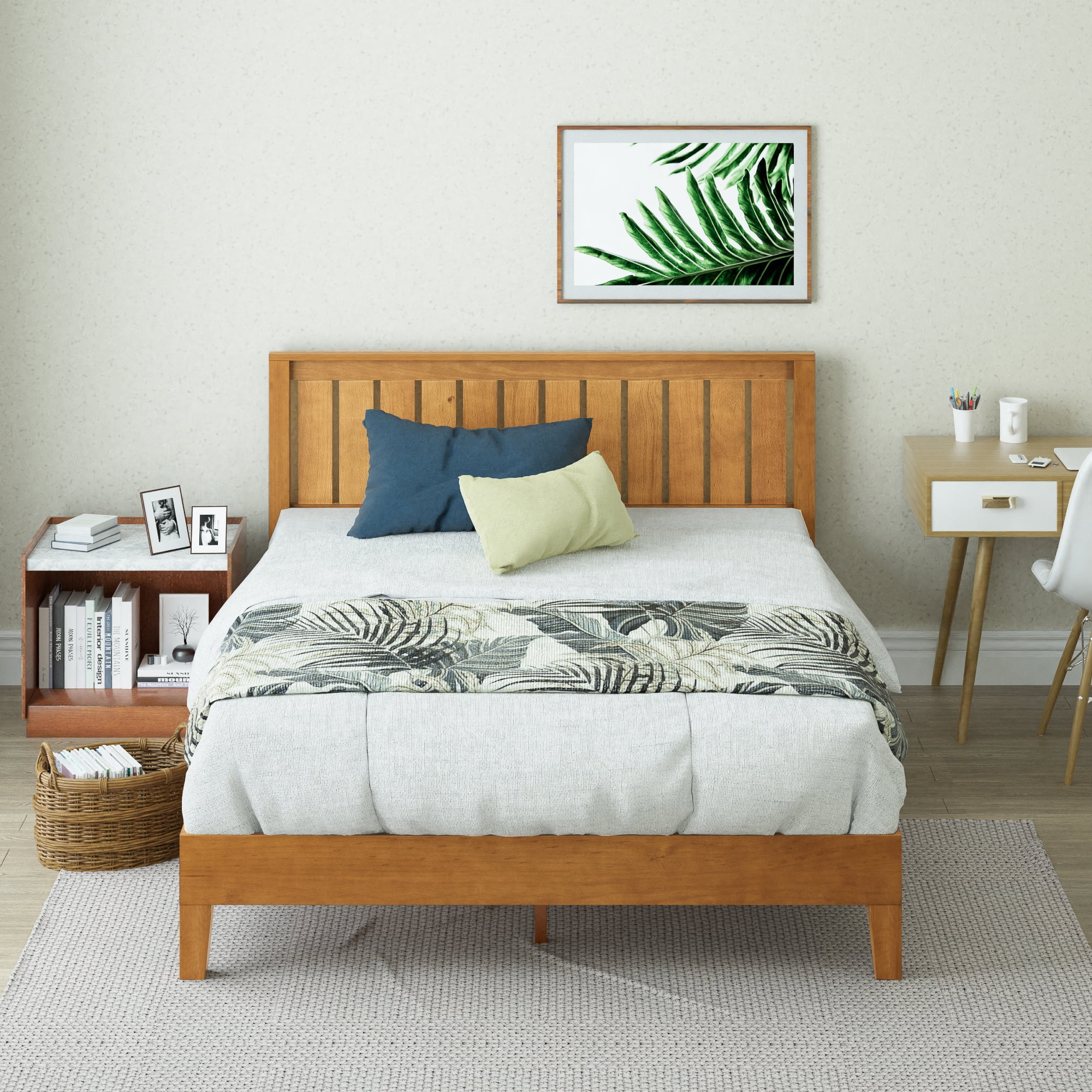Zinus Alexia 37" Deluxe Wood Platform Bed with Headboard, Rustic Pine, Twin