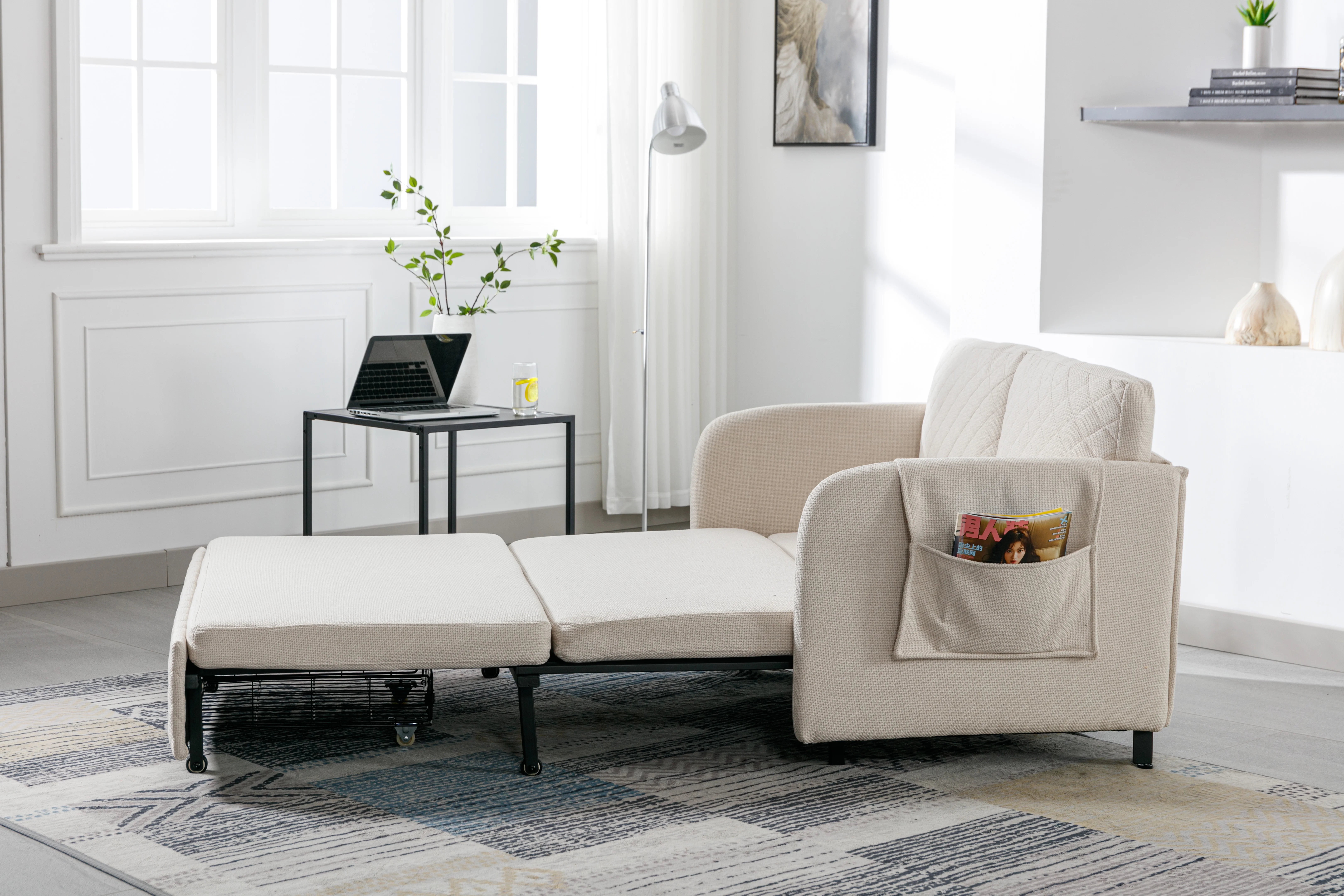 Ucloveria 46" Convertible Sleeper Sofa Bed, Loveseat Couch with Pull Out Bed