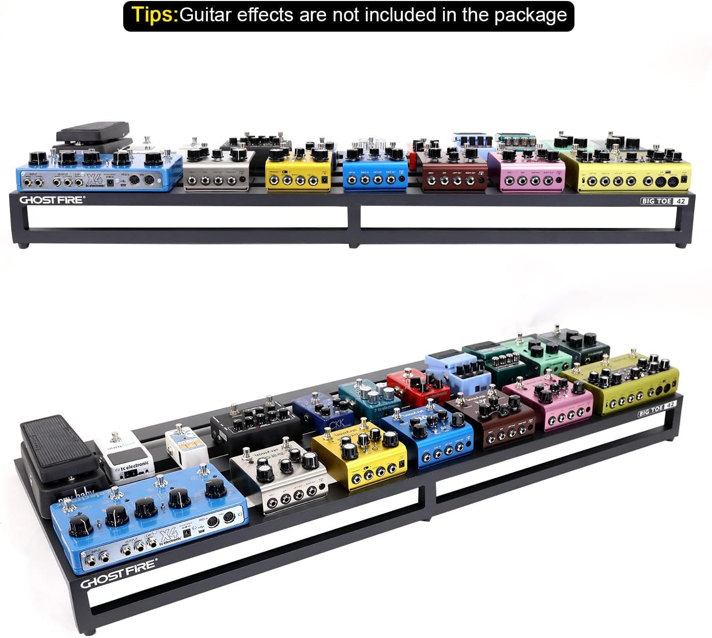 Ghost Fire Guitar Pedal Board Aluminum Alloy Effect Pedalboard with Carry Bag,V series (V-BABY MAX（Deluxe Edition）)