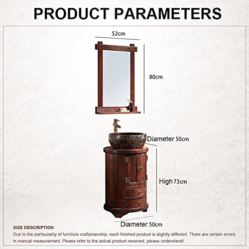 Freestanding Pedestal Sink Hotel Art Basin, Retro Style Bathroom Sink Cabinet Set