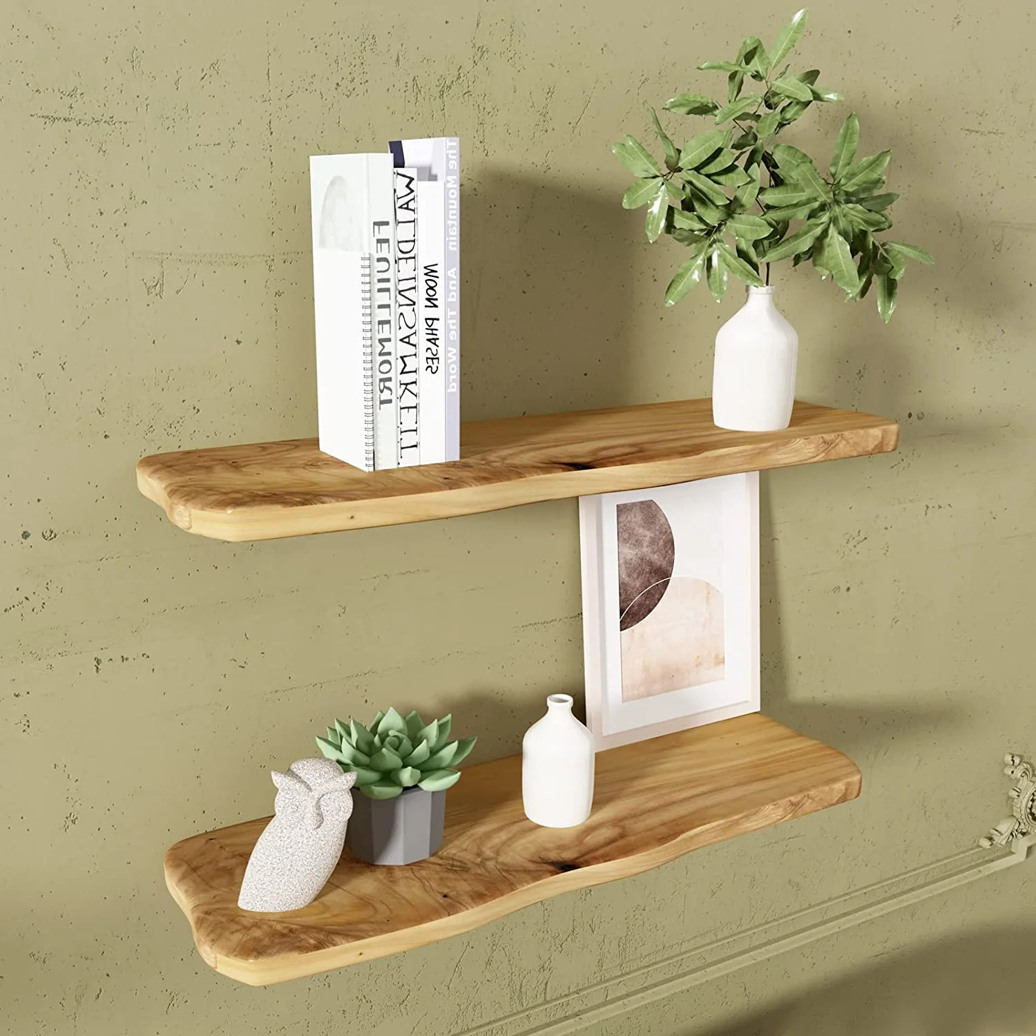 24 Inch Cedar Natural Edge Floating Shelf Set Of 2