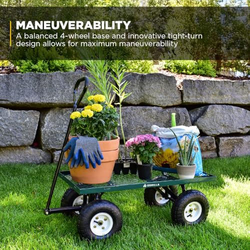Gorilla Carts Steel Utility Wagon w/ Removable Side Panels, 1000 lb Capacity, Gray