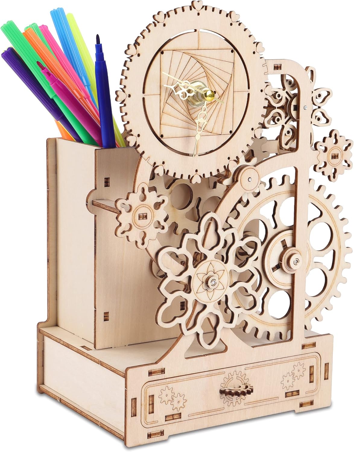 GuDoQi 3D Wooden Puzzle, Wooden Owl Clock with Side Pendulum, No Tick Sound, Mechanical Wood Clock Model Kits to Build, DIY Assembly Toy