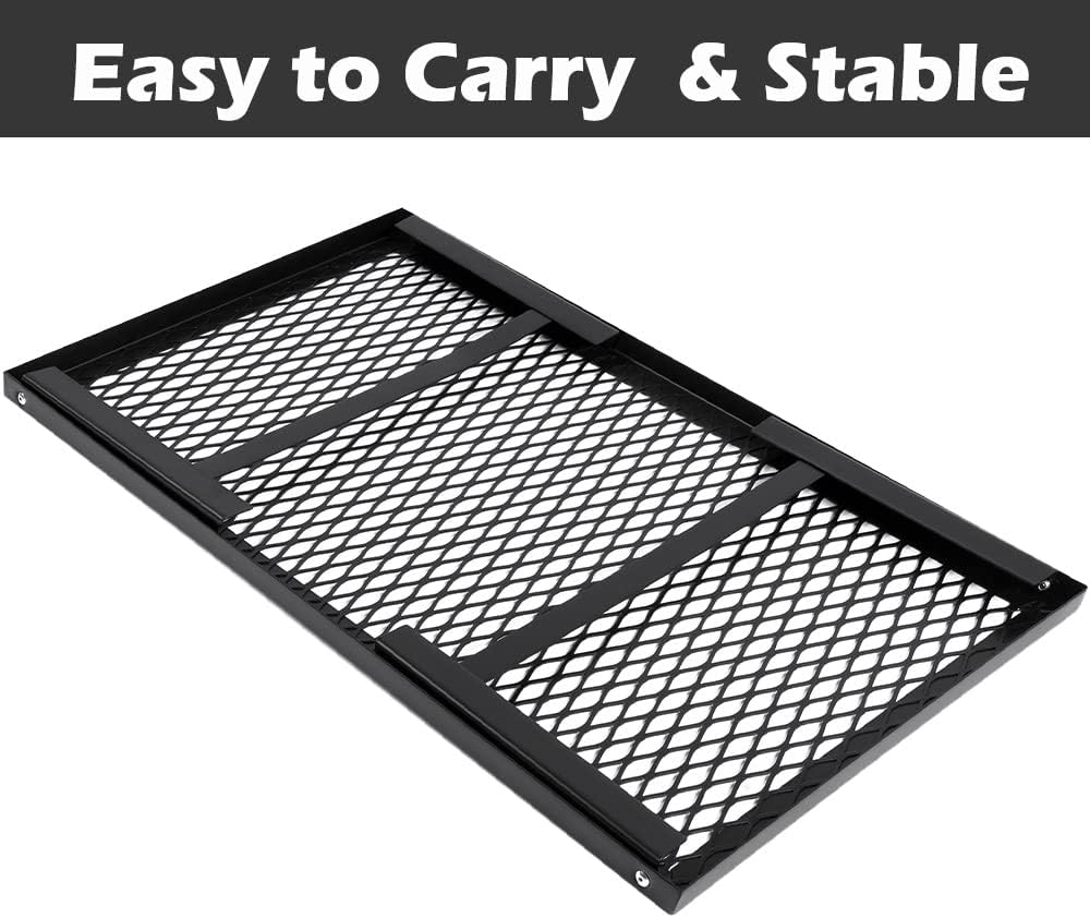 Folding Campfire Grill Heavy Duty Steel Grate with Legs Portable Over Fire Camp Grill for Outdoor Cooking Grill Traveling Picnic, Black