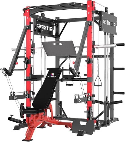 Smith Machine with Jammer Arms & Leg Press with Adjustable Dual Pulley Ratio (1:1 & 2:1), PMAX-4750 All-in-One Commercial & Home Gym Equipment