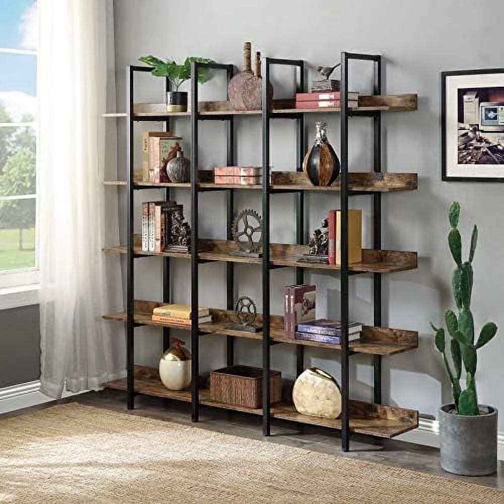HOOMHIBIU Oak 7-Tier Tall Corner Bookshelf  L-Shaped Corner Bookcase with Open   Modern Bookshelf Organizer for Home Office  Industrial Book  for