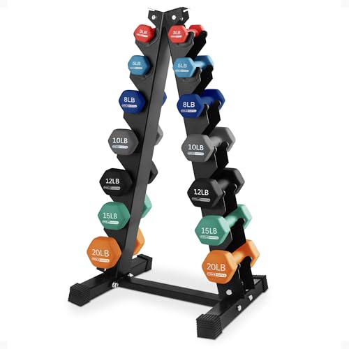 HolaHatha Neoprene Dumbbell Free Hand Weight Set with Rack, Ideal for Home Exercises to Gain Tone and Definition