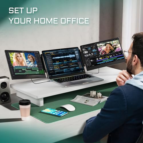 Teamgee 14.2" Portable Monitor, FHD IPS Laptop Screen Extender with 90° Foldable Stand/Dual Speakers