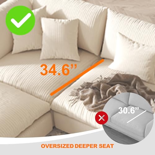 Oversized Sectional Sofa Couch, 163'' Cloud Modular Couch with Ottoman