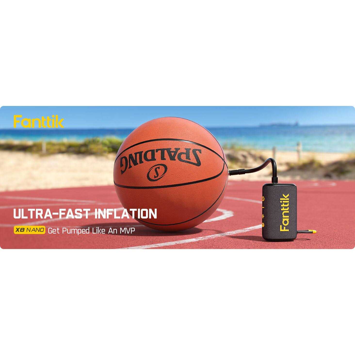 Fanttik X8/X9 Nano Electric Ball Pump for Sports Balls, Portable Fast Inflation with Precise Pressure Gauge and LED Display