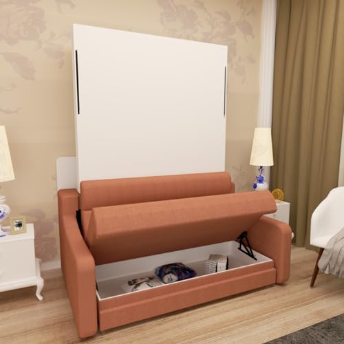 Ball & Cast Queen Size Murphy Bed Hideaway Wall Chest with Top Shelves & USB,Storage Cabinet Bed Frame w/Slat Support