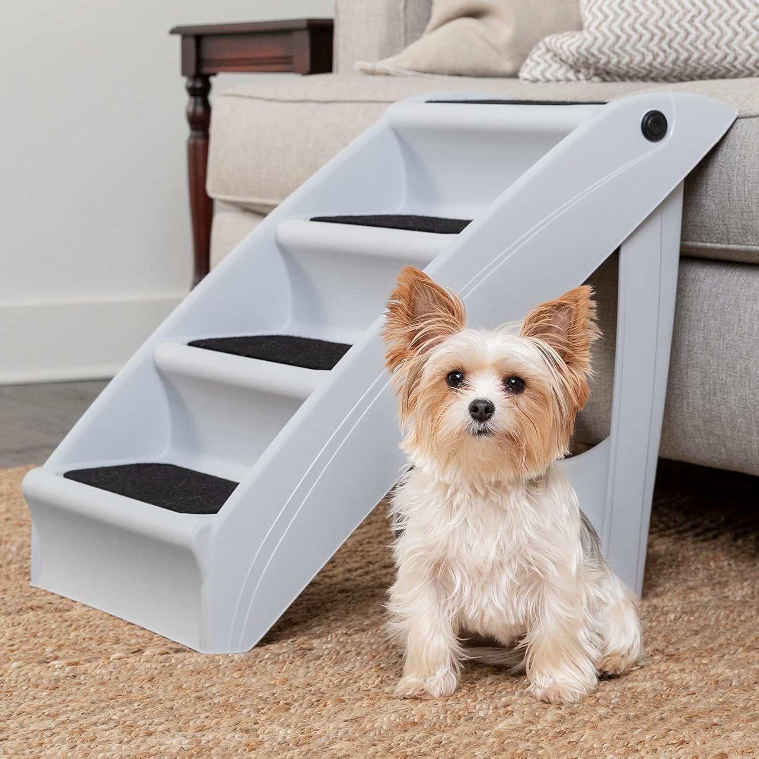PetSafe CozyUp Folding Pet Steps - Foldable Stairs for Dogs and Cats - Best for Small to Large Pets - Large, Grey