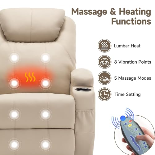 Recliner Chair, Rocking Chair with Massage and Heat, 360° Swivel Recliner Chairs for Adults