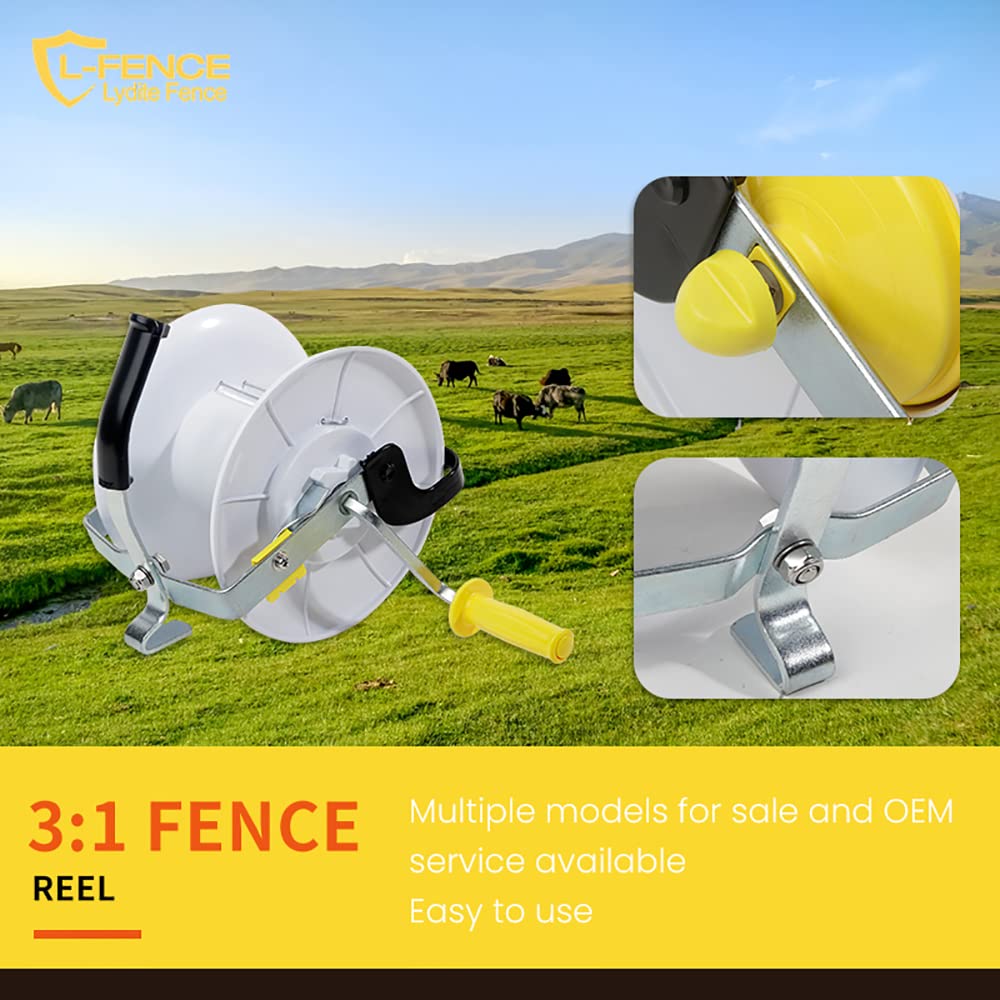 L-FENCE LYDITE FENCE Electric Fence Wire Reel/Rope Winder Reel with Crank/Geared Reel 3:1 Pack of 2