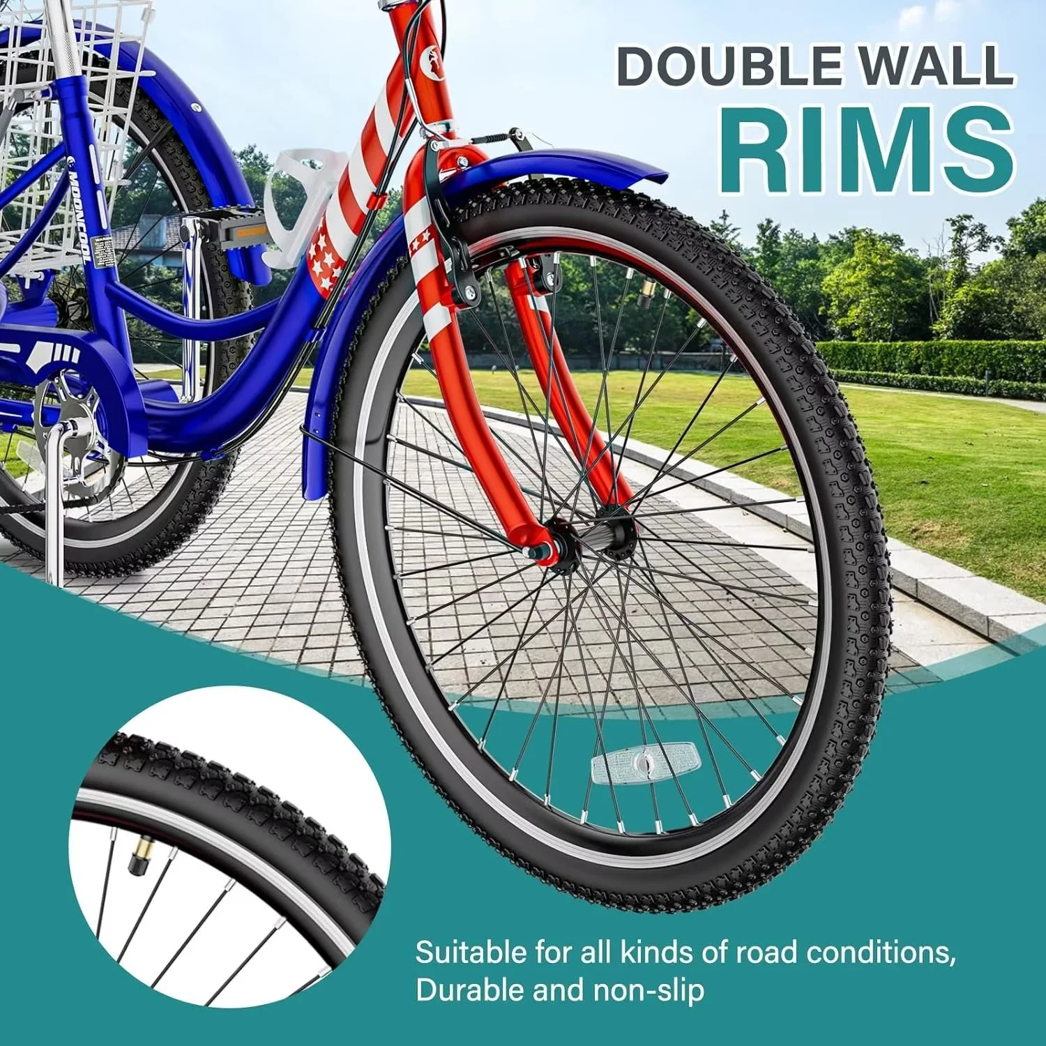 MOPHOTO 7 Speed Adult Tricycle 26 in/24in/20in, Trikes for Adults, Adult Tricycle with Basket & Dual Braking System, Adult Trikes for Women, Men