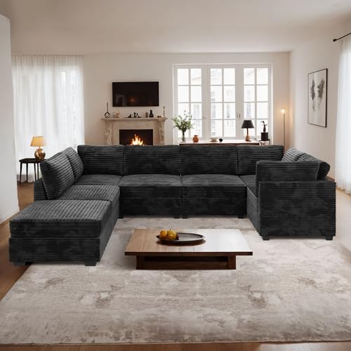 ovios 130.7" Modular Sectional Sofa Couch, U-Shaped Cloud Couches with 2 Ottomans Chaise