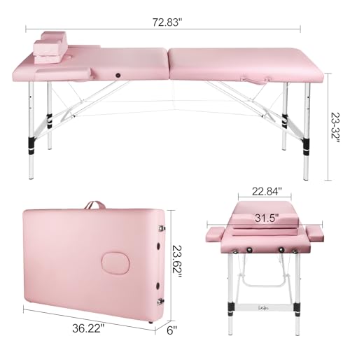 Portable Lash Bed for Lash Extensions Massage Table with Eyelash Pillow Esthetician Bed Spa Table Spa Bed Height Adjustable Waterproof Aluminum Frame