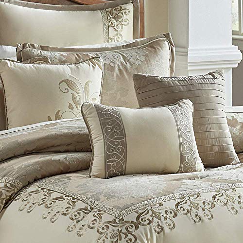 Riverbrook Home 100% Polyester Comforter Set, Queen, Hillcrest - Ivory/Gold, 9 Piece Set