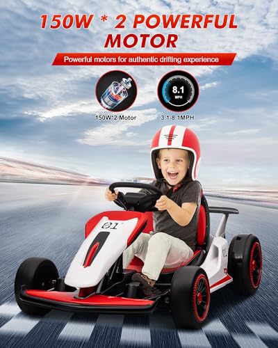 24V Go Kart for Kids 6-12 Year Old,Child Electric Drift Go-Kart with Music Mode,Electric Drifting Go Cart with Powerful Motor for 6+ Years Kid