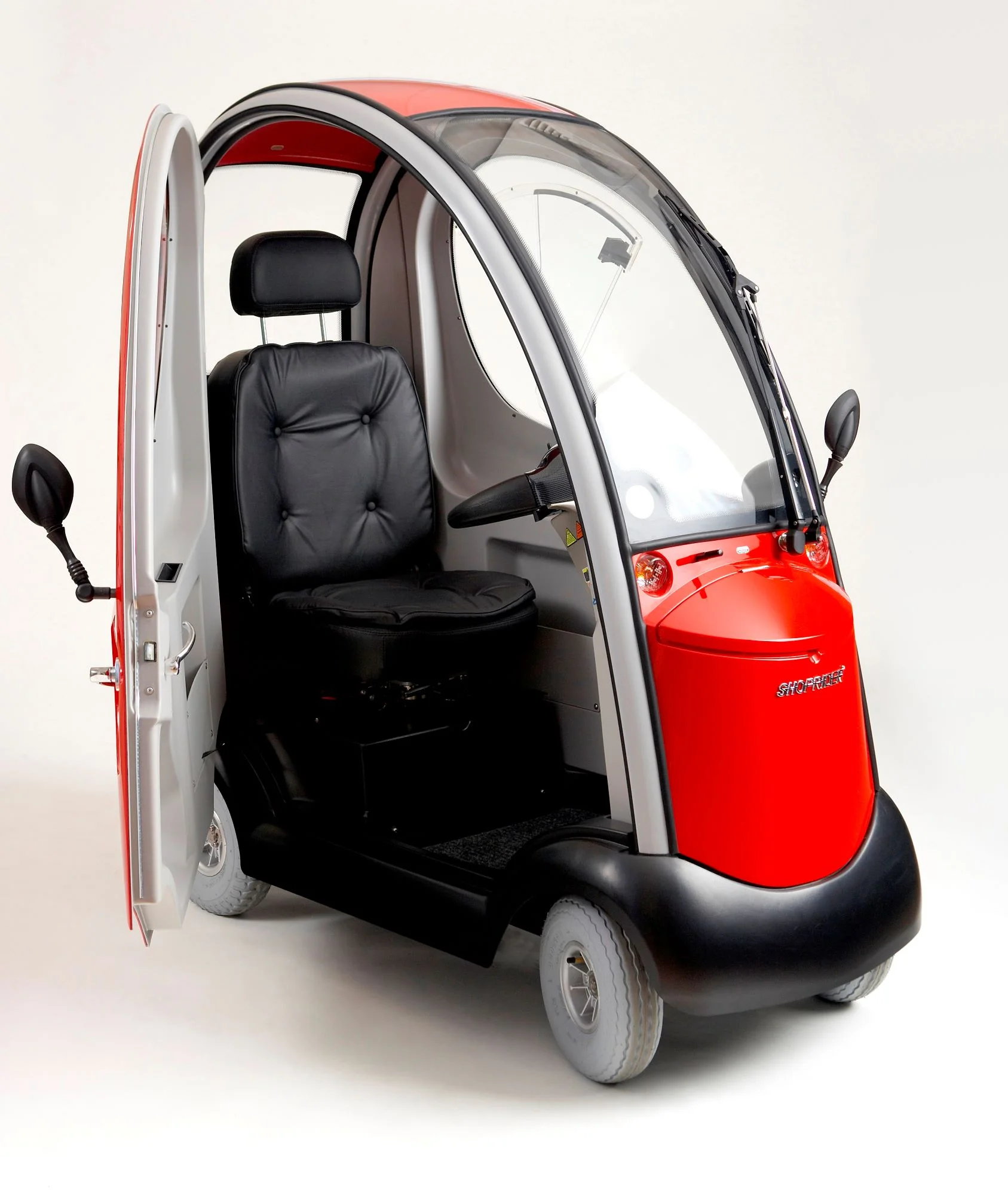 Shoprider Flagship Enclosed Cabin Mobility Scooter With Removable Doors, Red