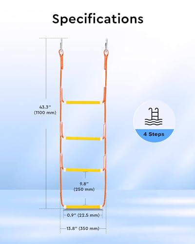 CO-Z 3 Step Removable Dock Ladder, Pontoon Boat Ladder with 350lb Load, Aluminum Swim Ladder with Wide Step & Nonslip Tread