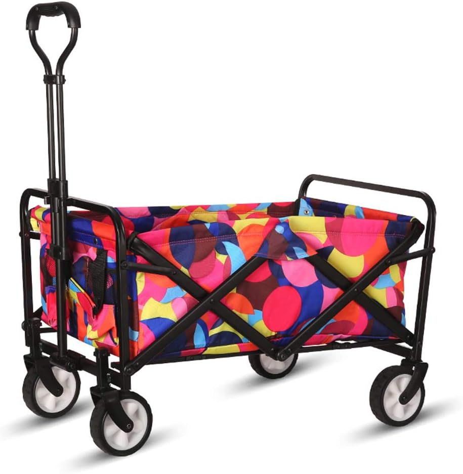 WHITSUNDAY Collapsible Folding Garden Outdoor Park Utility Wagon Picnic Camping Cart 5“ Solid Rubber Wheels (Compact Size, Grey)