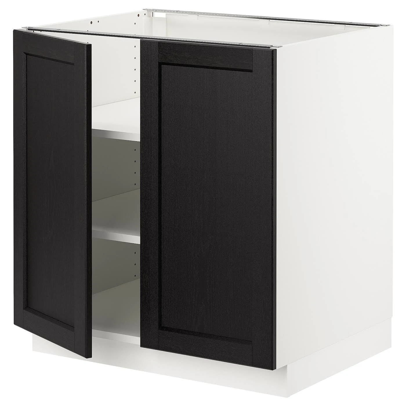 IKEA - SEKTION Base Cabinet with shelves/2 Doors, white/Lerhyttan Black stained, 30x24x30 09370054
