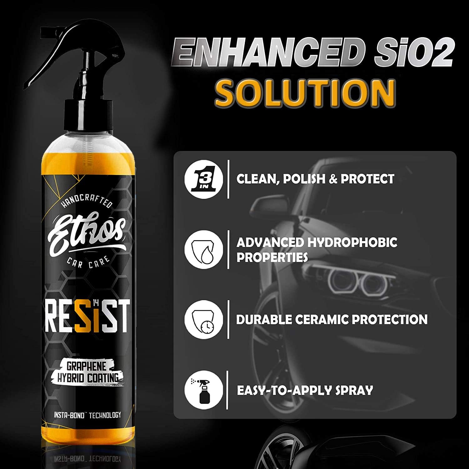 Ethos Resist - UV Ceramic Coating for Cars - Reduces Water Spotting - Enhances Coatings - Graphene Ceramic Coating Protection for Car, Boat, RV, Truck