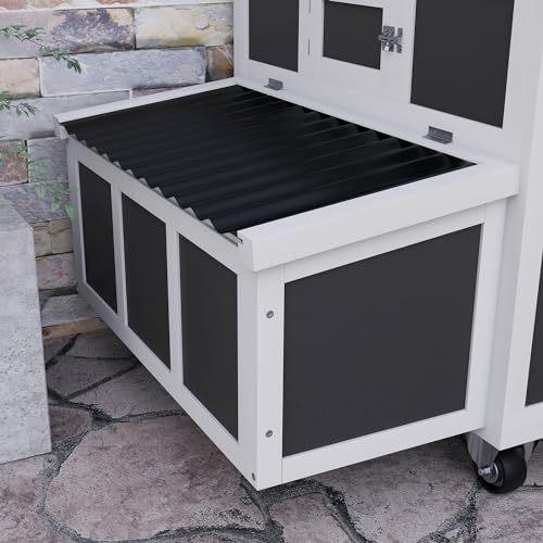 PawHut Wooden Chicken Coop, Chicken Tractor for 6 Chickens, Outdoor Poultry Cage Rabbit Hutch Duck Coop Hen House with Nesting Box, Tray, Windows