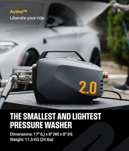 ACTIVE 2.0 Electric Pressure Washer - 2.0 GPM and 1800 PSI, Compact & Small Pressure Washer, Electric Power Washer for Car Detailing, Home