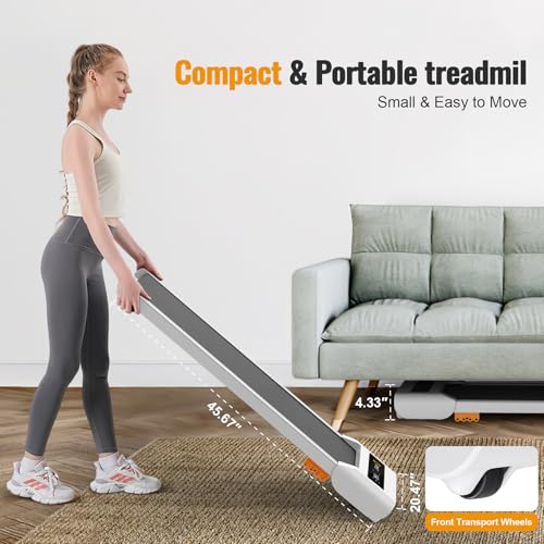 Walking Pad, 2.5HP Under Desk Treadmill for Home Office, 300 Lbs Capacity Portable Treadmill with Remote Control & LED Display