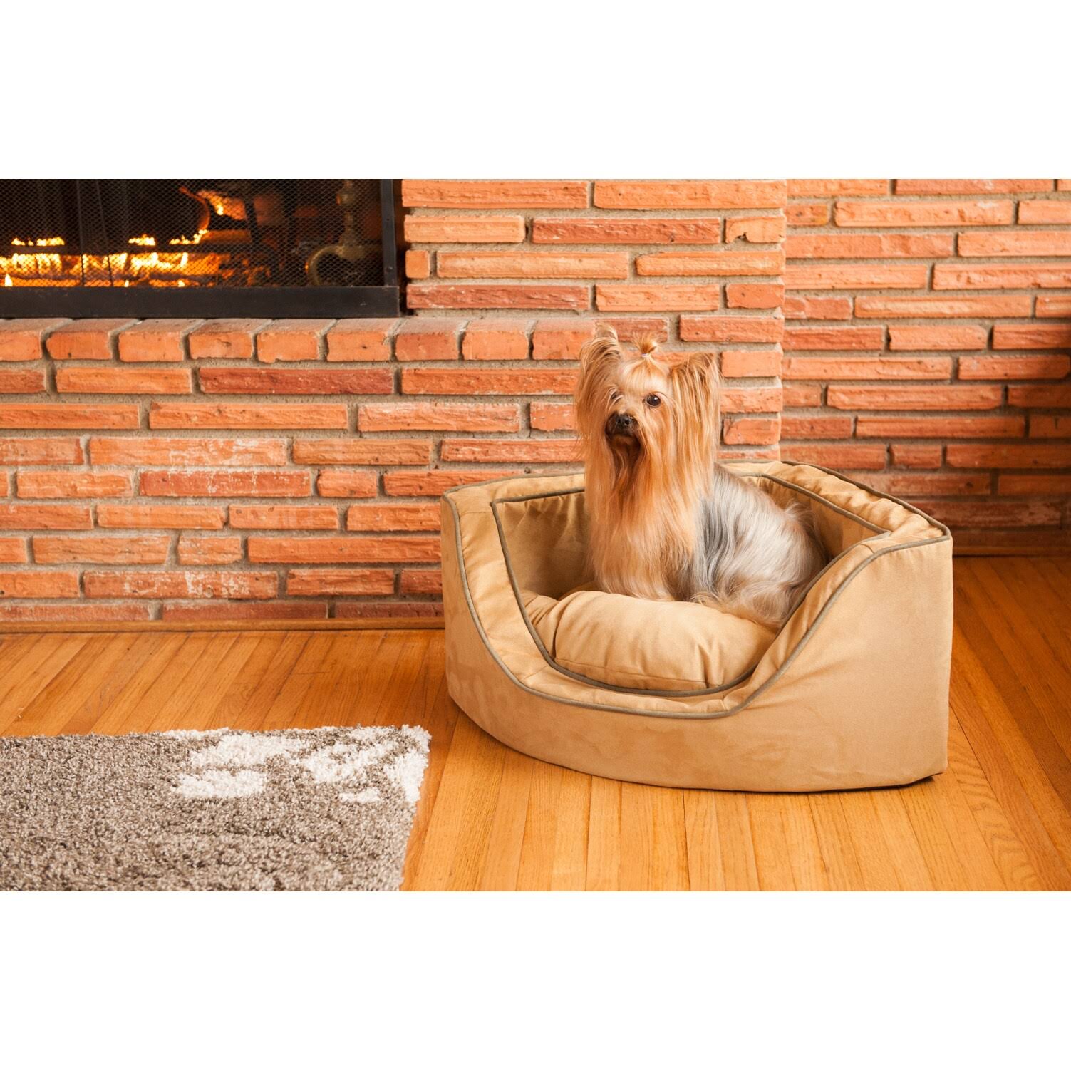 Snoozer Luxury Corner Pet Bed, Small, Red/Camel