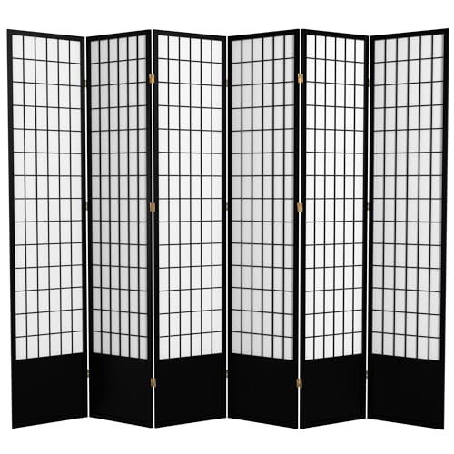 Red Lantern 7 ft. Tall Window Pane Shoji Screen-White-3 Panels Room Divider
