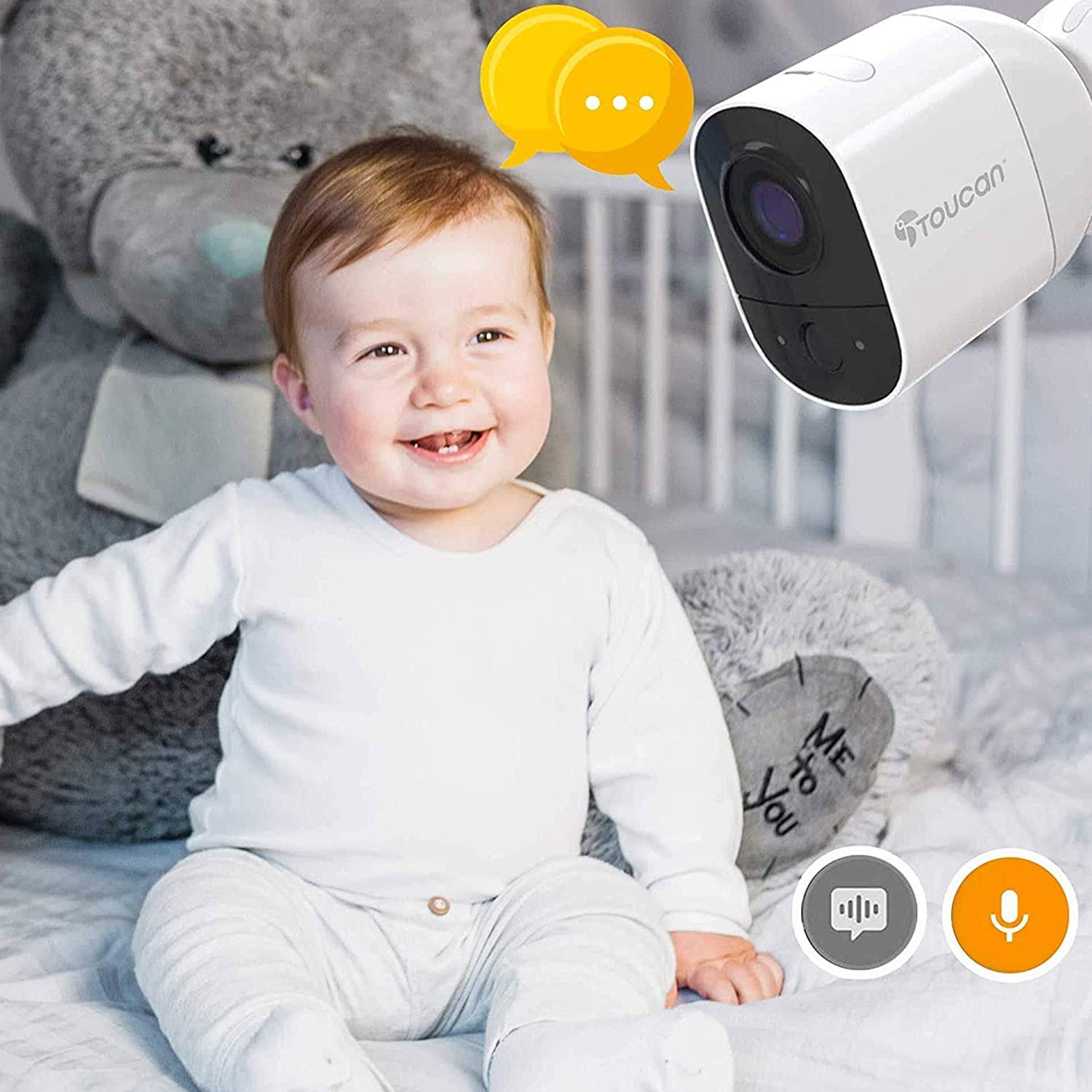 Toucan Wireless Outdoor Camera Build-in Rechargeable battery, Free Cloud Storage