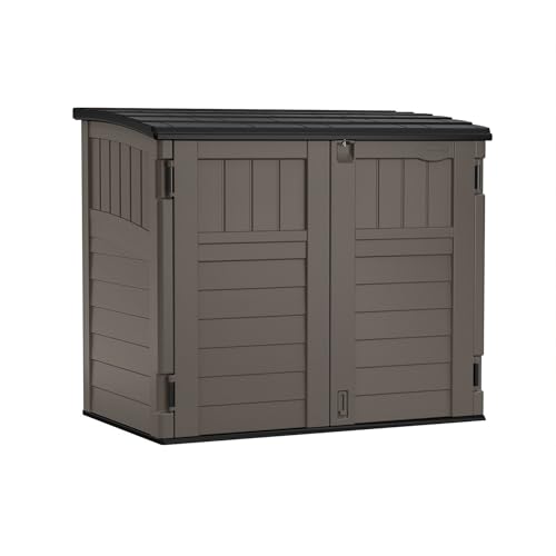 Suncast Outdoor Storage Shed for Backyard and Garden, Horizontal, 4' x 2.5', Stoney Grey - Portable Utility Deck and Cabinet for Tools, Equipment