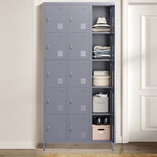 6 Doors Metal Lockers for Employees 72" H Storage Cabinet Lockable Locker with Shelves Steel Storage Locker for Gym School Office Home Requires