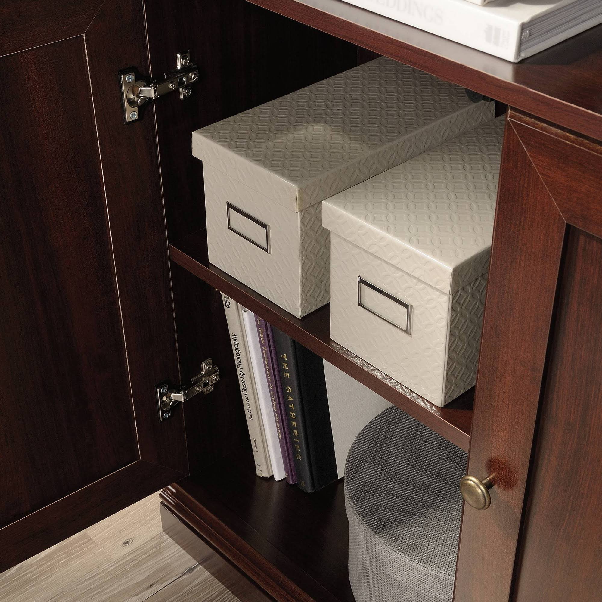 Sauder 5-Shelf Bookcase with Doors in Select Cherry