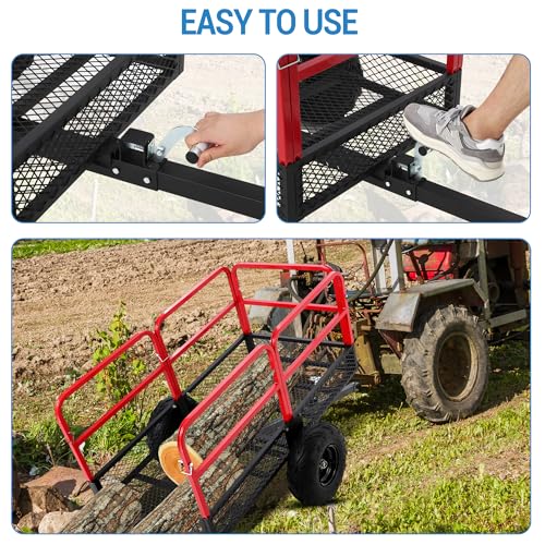 Garden Dump Cart, 1500 Lbs Capacity 22 Cubic Feet Heavy Duty Steel ATV Trailer Pull Behind Yard Wagon with 2 Wheels