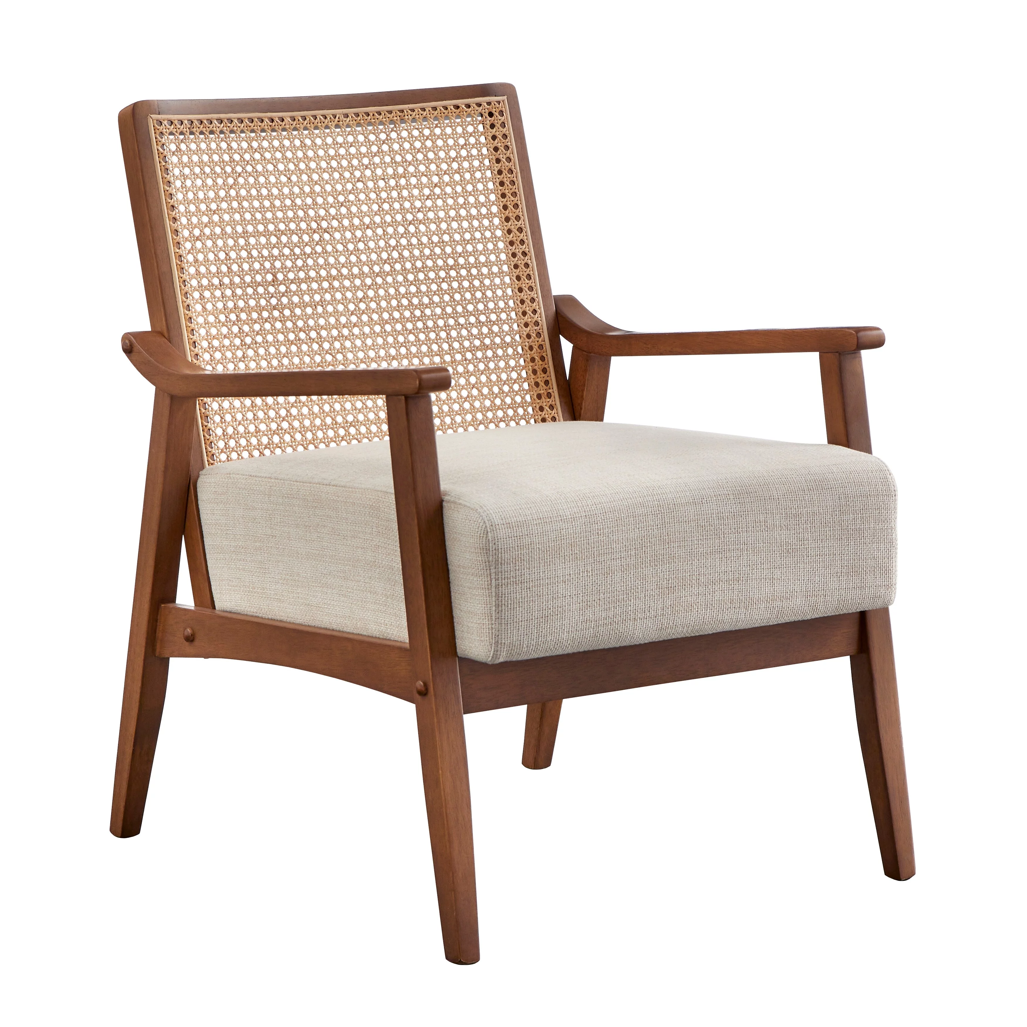 Lifestorey  Serena Cane and Solid Wood Accent Chair Black