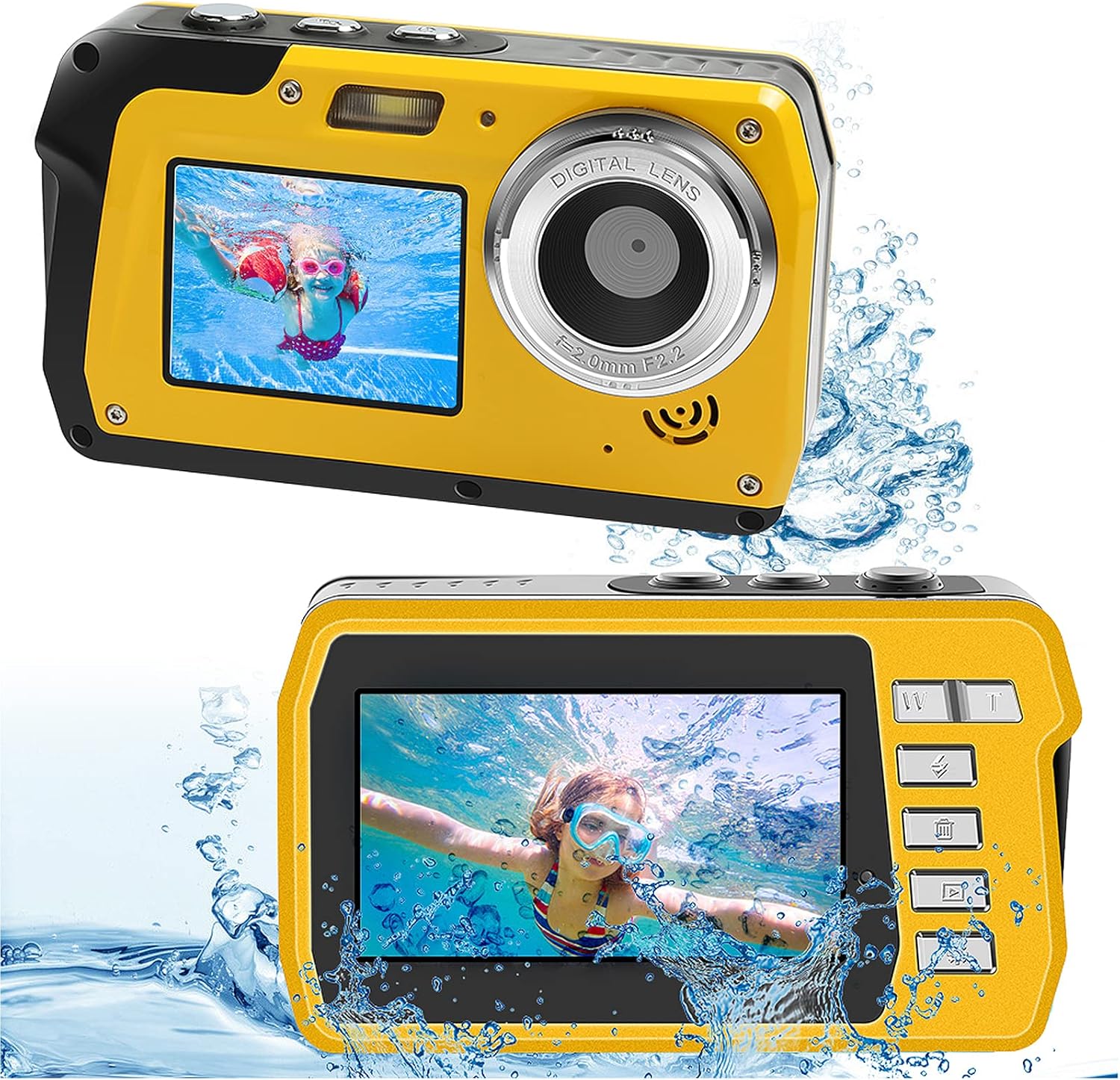 Underwater Camera Waterproof Digital Camera 48MP 2.7K Waterproof Camera Selfie Dual Screen Video Camera Point Shoot Digital Camera for Snorkeling