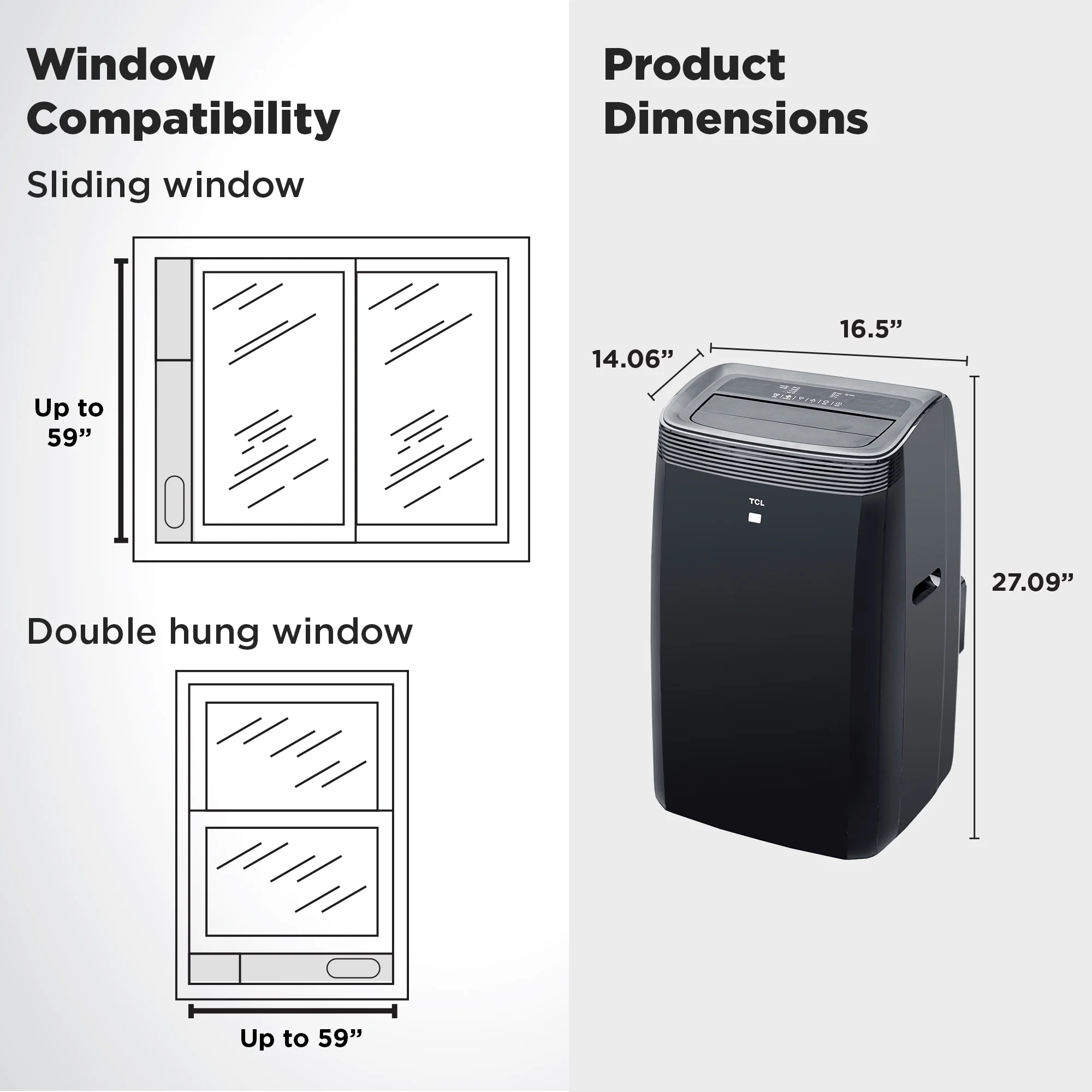 TCL 10,000 BTU Smart Portable Air Conditioner, Black, W10P95-B