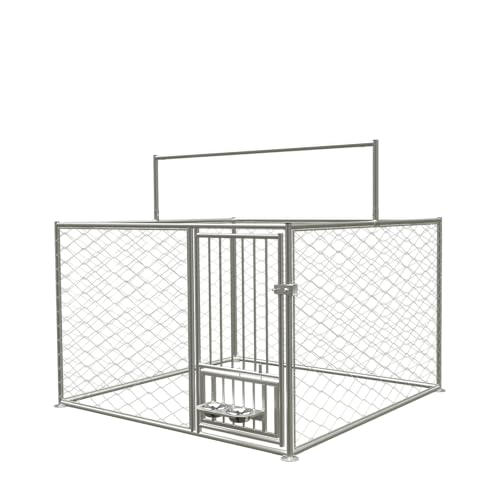 Large Outdoor Dog Kennel, Heavy Duty Galvanized Steel Dog Enclosure, Chicken Coop with Waterproof UV-Resistant Cover