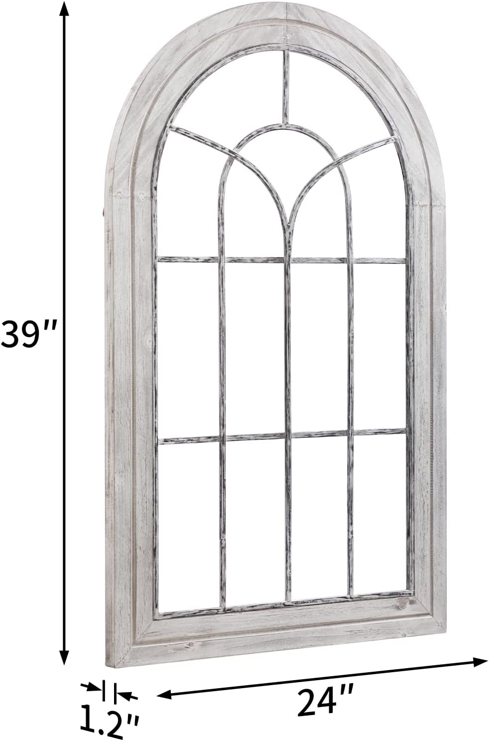 ALIMORDEN Gothic Style Arched Wood and Metal Rustic Window Pane Decorative Cathedral Window Frame