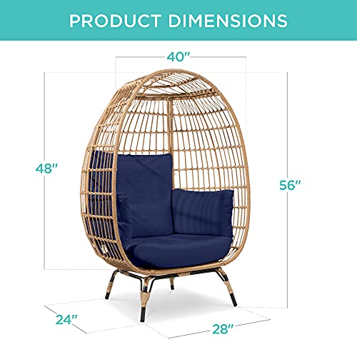 Best Choice Products Wicker Egg Chair, Oversized Indoor Outdoor Lounger for Patio, Backyard, Living Room w/ 4 Cushions, Steel Frame, 440lb Capacity