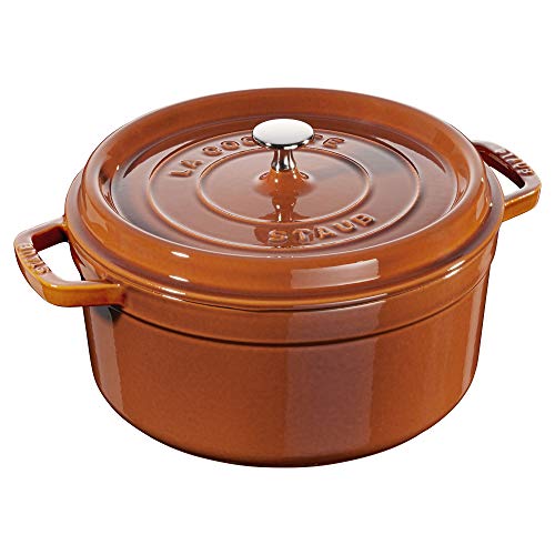 STAUB Cast Iron Dutch Oven 5.5-qt Round Cocotte, Made in France, Serves 5-6, Black Matte