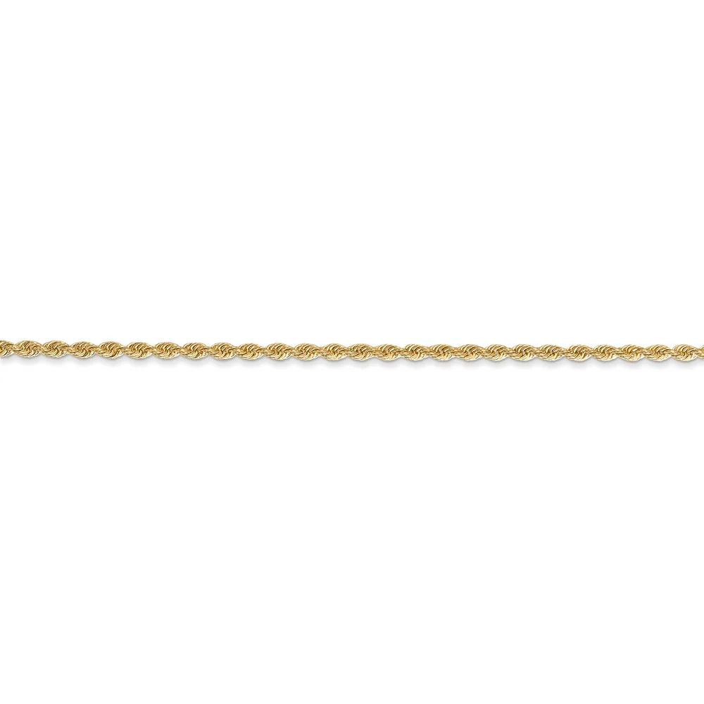Leslie's Real 14kt Yellow Gold 1.6mm Solid Regular Rope Chain; 22 inch; Lobster Clasp; for Adults and Teens; for Women and Men