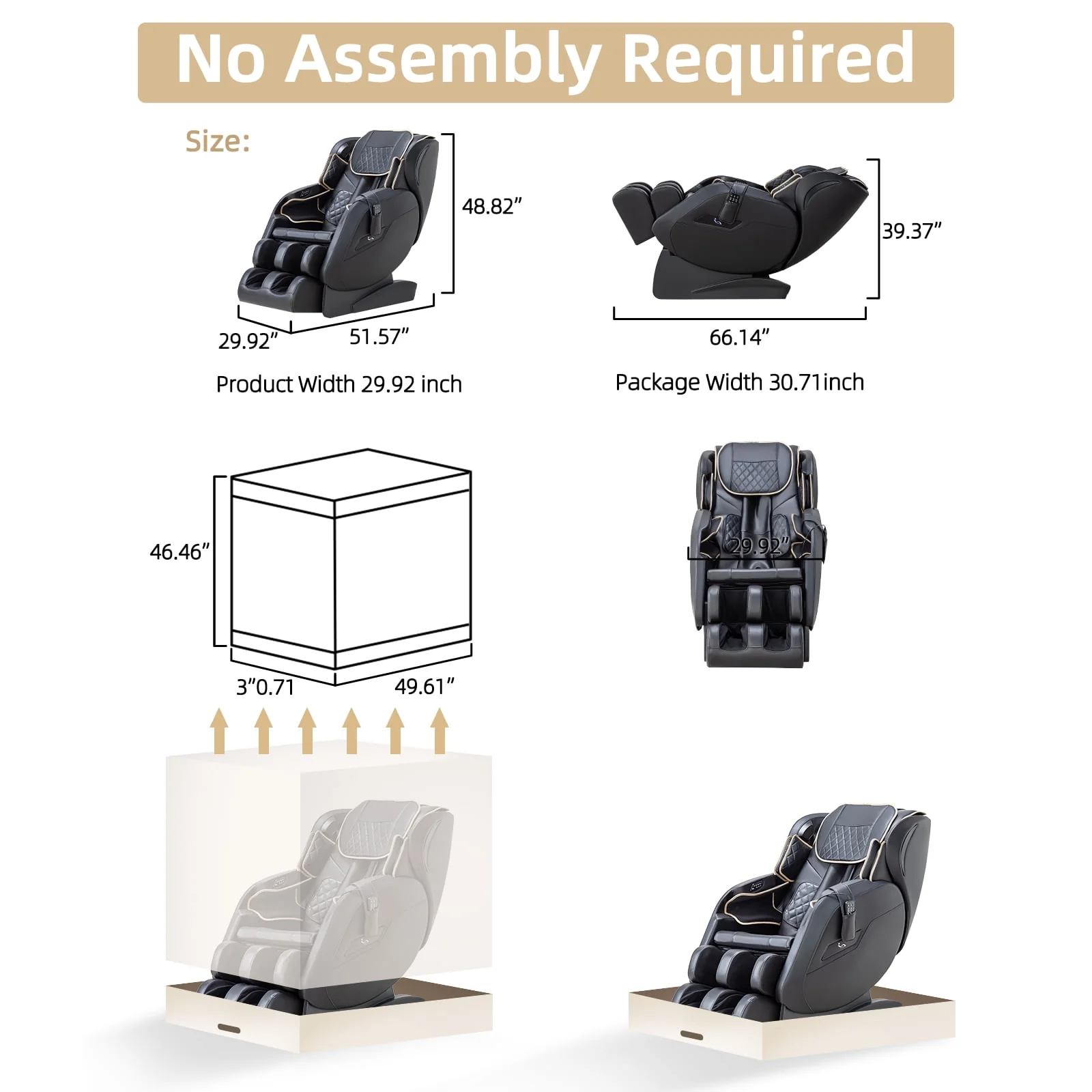 MassaMAX 2024 Assembled Full Body Massage Chair .Zero Gravity Recliner,Bluetooth Speaker in Black